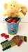 Blue Small Metal Easter Pail Wth Supersoft Stuffed Bunny Rabbit Animal, Ghirardelli Premium Filled Chocolate Candies & Milk Chocolate Stars