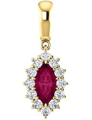 18K Yellow Gold 8.00x4.00mm Marquise Cut Rhodolite Garnet and Diamond Pendant -- LIFETIME WARRANTY
