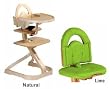 Svan High Chairs from Scandinavian Child with Infant Kit and Cushion, Lime Cushion with Natural Wood