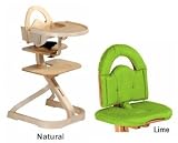 Svan High Chairs from Scandinavian Child with Infant Kit and Cushion, Lime Cushion with Natural Wood