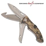 Three Blade Camo Folding Knife w/ Guthook