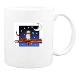 Mug with owl, branch, moonlight