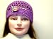 Cp157, Hand Crocheted Purple Color Gimp Skull Cap for Men, Women and Teens Trimmed with Crome Nickel American Flag with Latch
