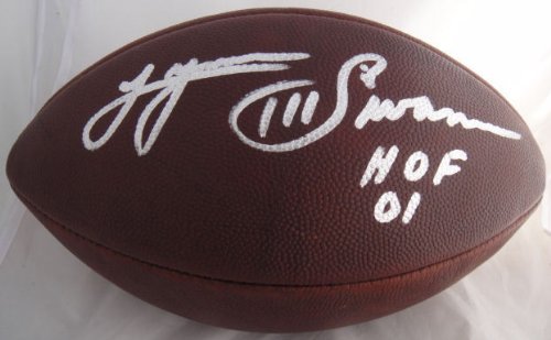 LYNN SWANN SIGNED AUTOGRAPHED OFFICIAL DUKE GAME FOOTBALL PITTSBURGH STEELERS W/ HOLOGRAM + COA