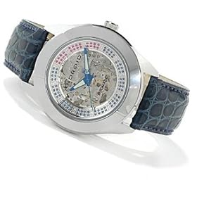 Android Mens Patriot Skeleton Tungsten Diamond, Ruby and Sapphire Alligator Strap Watch by Android