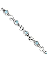 Sterling Silver Blue & Clear Cz Bracelet, Best Quality Free Gift Box Satisfaction Guaranteed