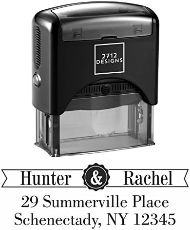 The Happy Couple Custom Personalized Self Inking Return Address Stamp - Great Wedding, Housewarming, or Teacher Client Gift