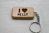 I Love Nelly Wooden Keychain