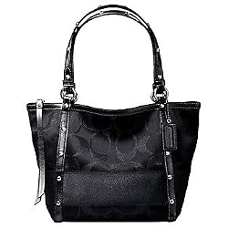 Coach Signature Lurex Studded Shopper Bag Tote 12905 Black