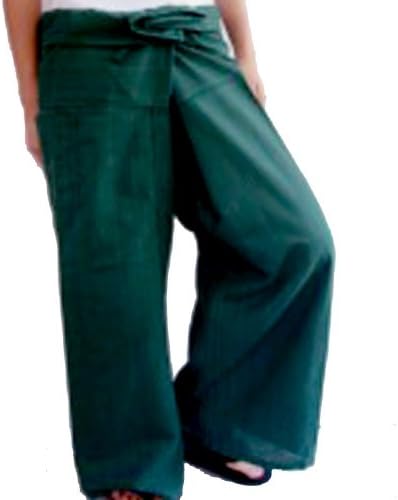 Best Thai Fisherman Wrap,Yoga,Massage,Pregnancy Pants/Waist up to 50"GREEN