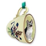 German Shepherd Green Holiday Tea Cup Dog Ornament - Silver & Bl