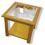 Glass Top End Table - Solid Oak, Fully Assembled - Wildlife Deer Art Etching by MasterVisions Etched Glass Home Decor