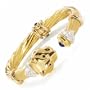 8 14k Satin And Shiny Twisted Cuff Bangle With Sapphire And Diamonds