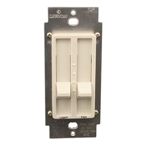 Leviton 6630-T Slide Combo Fan Speed Dimmer Control, Light Almond