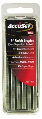 Senco A801009 18 Gauge by 1/4-inch Crown by 1-inch Leg Electro Galvanized Staples (900 per box)