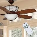 Canarm&reg; Wellesley 132 cm (52-in.) Ceiling Fan with Remote Copper Rubbed Bronze Finish Etched Glass