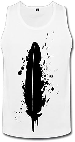 White Retro Colleges Juniors Men's Feather Logo Mens Black Vest