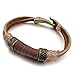 Men's Alloy Genuine Leather Bracelet Bangle Rope Brown Gold Braided Tribal