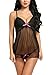 Avidlove Sexy Lingerie for Women Lace Babydoll Chemise Set Black L