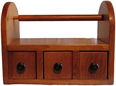 AMISH HANDCRAFTED WOODEN PAPER TOWEL HOLDER STATION with 3 drawers, Solid Wood, Finished in Beautiful Honey Oak, DESIGNED in a UNIQUE STYLE, Stained & Varnished. Hand Made By - The Amish Guys