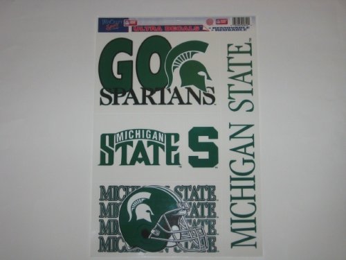 MICHIGAN STATE SPARTANS Removable & Reusable Team Logo STATIC WINDOW CLINGS (Set of 5)