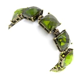 Maxim's Big Bold Square Links Green Bracelet by 1928 Jewelry