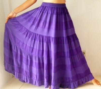 VIOLET SKIRT LONG TIERS GYPSY BOHO FITS - M L XL 1X 2X - A609S