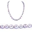 AugustinaJewelry Single Strand 18 Inch 9-10mm purple Oval Shape Freshwater Cultured Pearl Necklace