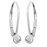 14k White or Yellow Gold Bezel Set Diamond Leverback Earrings (.20 cttw, J Color, I2 Clarity)