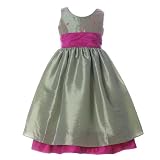 Toddler Little Girls Clothes GREEN PINK DOT Flower Girl Dress GOOD GIRL 2T-10