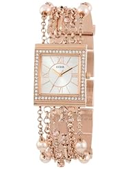 GUESS Womens U0140L3 Pearl Embellished Rose Gold-Tone Bracelet Watch