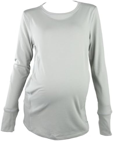 Mountain Mama Women's Clouds Rest Maternity Crew Neck Baselayer Top, Titanium, XX-Large