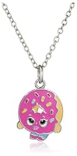 Shopkins Girls' Silver Plated Enamel D'lish Donut on Chain Pendant Necklace, 16" + 2" Extender