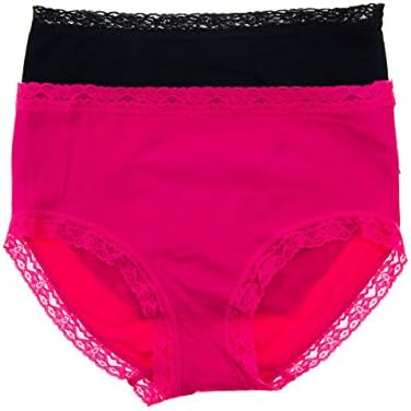 Delta Burke 2 Pack Plus Size Lace Trimmed Brief Panties (Large, Red/Black)