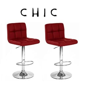 Chic Modern Adjustable Bar Stools - Bright Red - Set of 2 by Modern Bar Stools