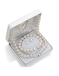 Heart Shape "Love" Sterling Silver 6-7mm Freshwater Cultured White Pearl High Lustre Necklace 18" Length with Matching 7" Bracelet & Earring Sets.