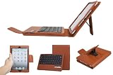 QQ-Tech&reg; Removable Detachable Wireless Bluetooth ABS Keyboard PU Leather Case Tablet Stand for Apple iPad Mini - Smart Cover Wake Sleep Function - Brown