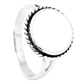 Sterling Silver Signet Rope Edged Round Ring with Engraving