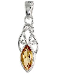 Sterling Silver Celtic Knot Pendant w/ Natural Citrine 1 1/16 inch (27 mm) tall
