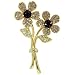 Jewelry : Gold Plated Purple Flowers Pin Brooch