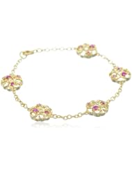 18k Yellow Gold Plated Sterling Silver Created Ruby Twisted Knot Bracelet, 7.5"