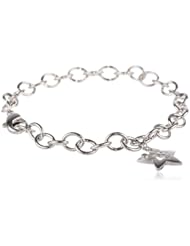 Sterling Silver Diamond Star Charm Bracelet, 6.75"