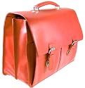 Lucrin - Orange leather Soft briefcase 2 compartments