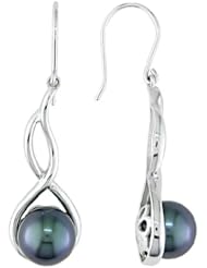 14k White Gold 8.5-9 MM Tahitian Cultured Pearl Earrings