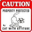 CAUTION: CAT PROTECT animal pet fun sign