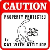 CAUTION: CAT PROTECT animal pet fun sign