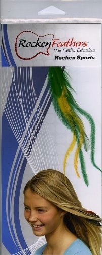 Rocken Feathers Sports Natural Hair Extensions Hand Made in the USA - Green Bay Packers Colors!!