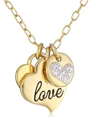 Bronze and 18k Yellow Gold Plated Two-Tone Multi-Heart with "Love" Pendant Necklace, 18"