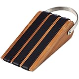 SleekStopper SW-041B-3 Decorative Bamboo Door Stopper with Rubber Treads and Metal Handle - Lifetime Guarantee!