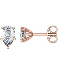 0.50 Ct Pear Solitaire Diamond Perfectly Suited Stud Earrings 14K